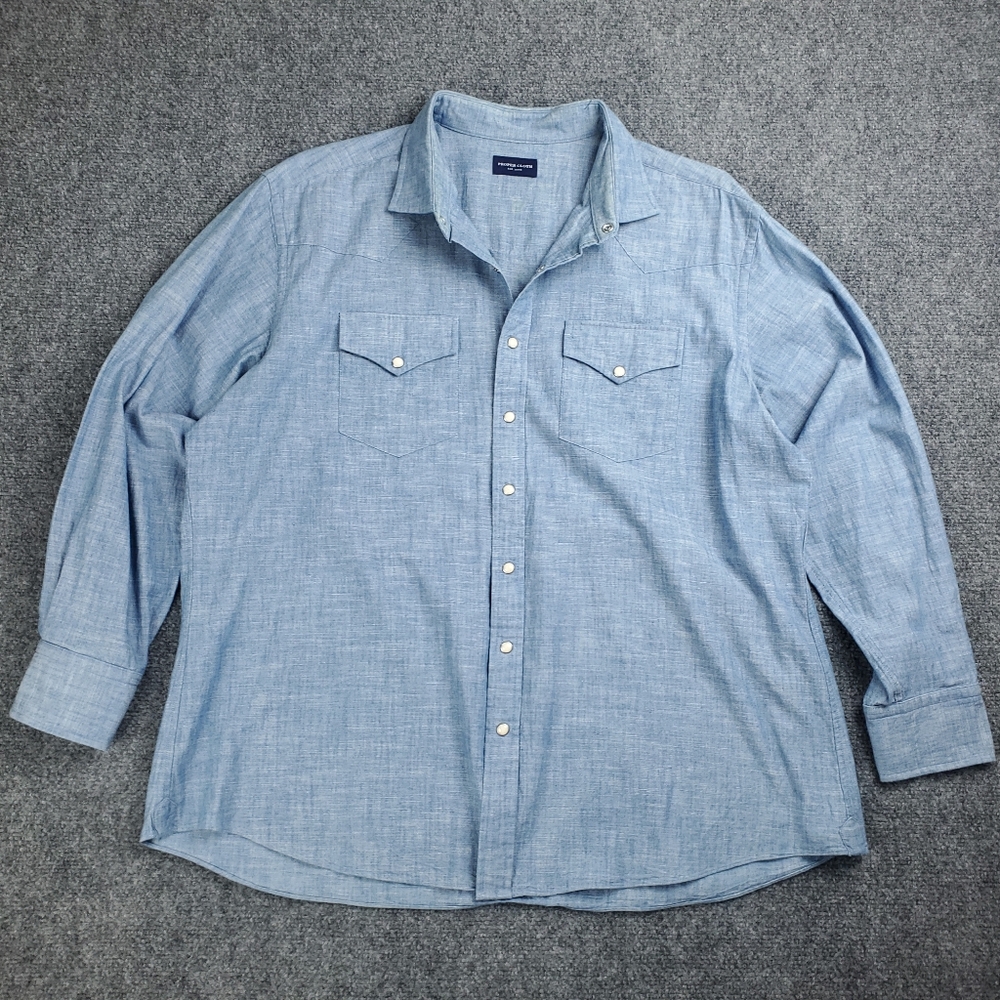 Proper Cloth Denim Western Mother of Pearl Snap Button Shirt - Sz XXL